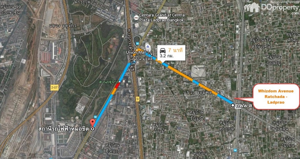 ระยะทางจาก BTS หมอชิตถึงโครงการประมาณ 3.2 กม.